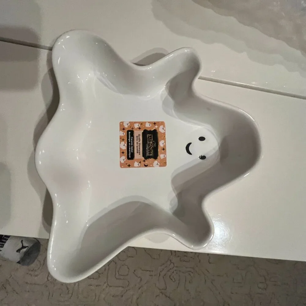Ceramic Ghost Baking Dish Halloween Decor‎  (new / holiday / x)